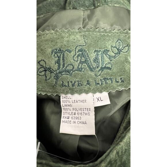 💚 L.A.L. Live A Little XL Green Suede Moto Jacket – Asymmetrical Leather Coat - Picture 5 of 5